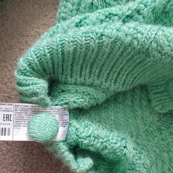 Mango Women's Mint Green Women's Cable Knit Cardigan Sweater Size L - Picture 7 of 11